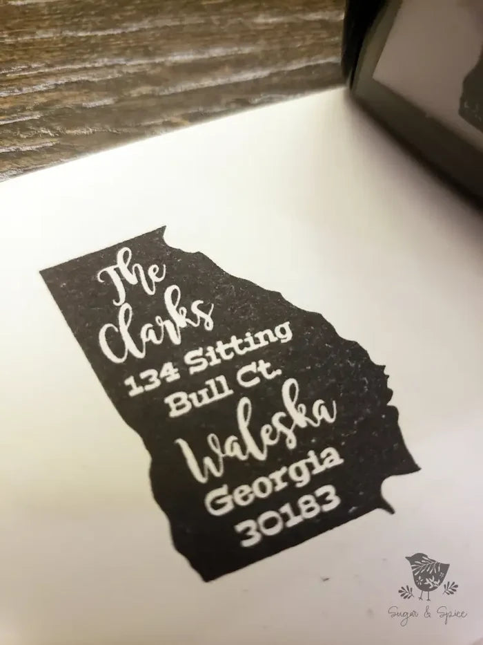 Georgia Self Inking Address Stamp Personalized State Stamps, Self Inking Stamps - Premium Craft Supplies & Tools > Stamps & Seals > Stamps from Sugar and Spice Invitations - Just $40! Shop now at Sugar and Spice Paper