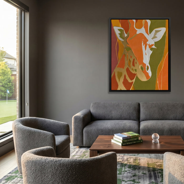 Giraffe Color Field canvas wall art, room view