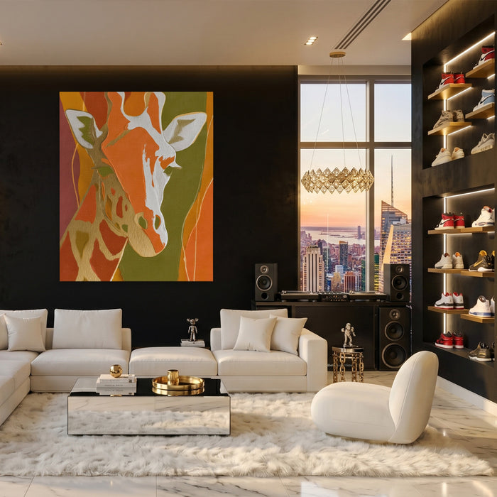 Giraffe Color Field canvas wall art, room view