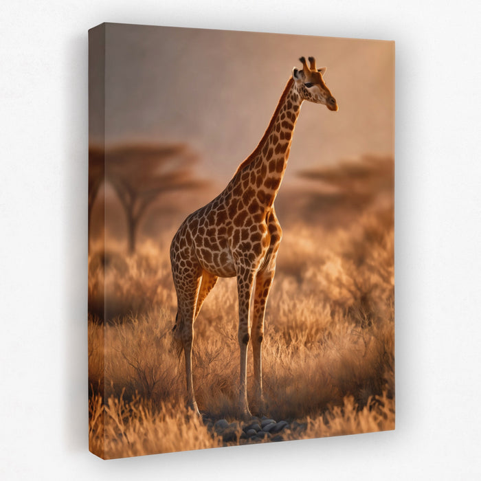 Giraffe Dawn Solitude canvas wall art