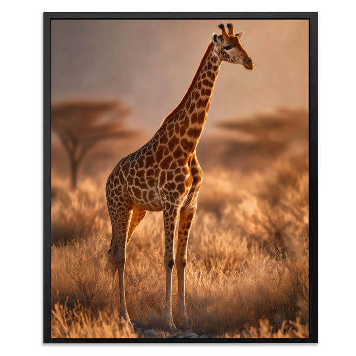 Giraffe Dawn Solitude canvas wall art, room view