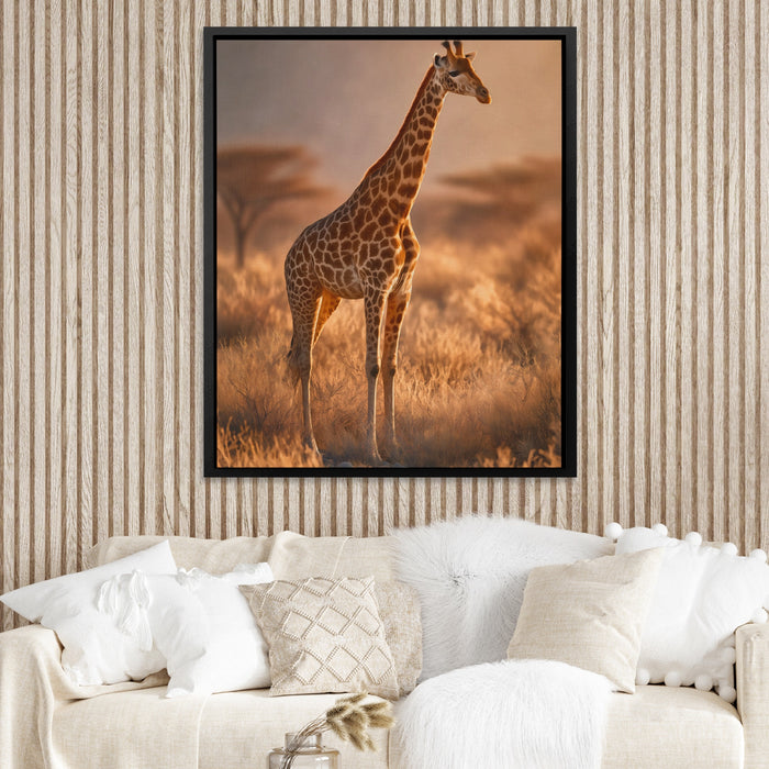 Giraffe Dawn Solitude canvas wall art, room view