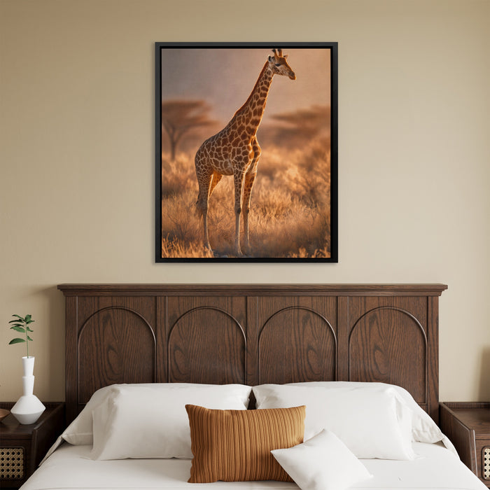 Giraffe Dawn Solitude canvas wall art, room view