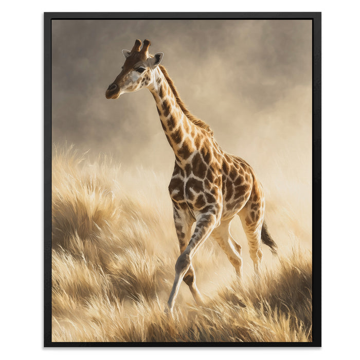 Giraffe Galloping Stride canvas wall art, room view