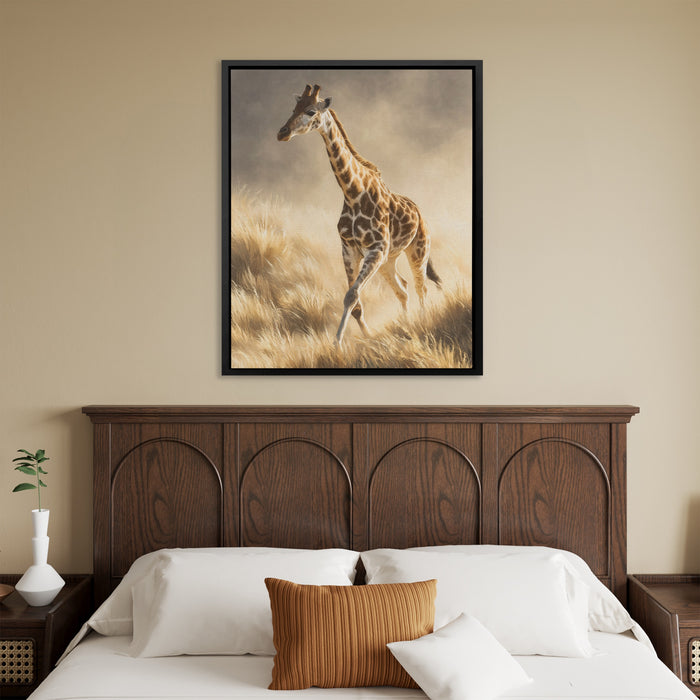 Giraffe Galloping Stride canvas wall art, room view