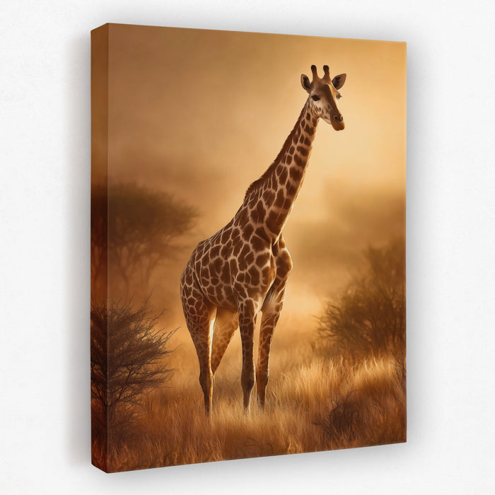 Giraffe Golden Savanna canvas wall art