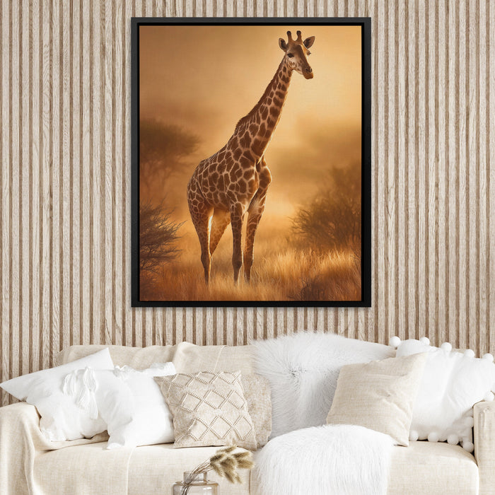 Giraffe Golden Savanna canvas wall art, room view