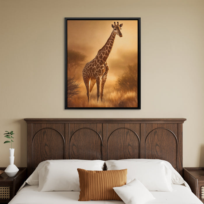 Giraffe Golden Savanna canvas wall art, room view