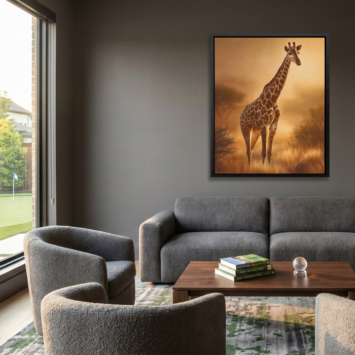 Giraffe Golden Savanna canvas wall art, room view