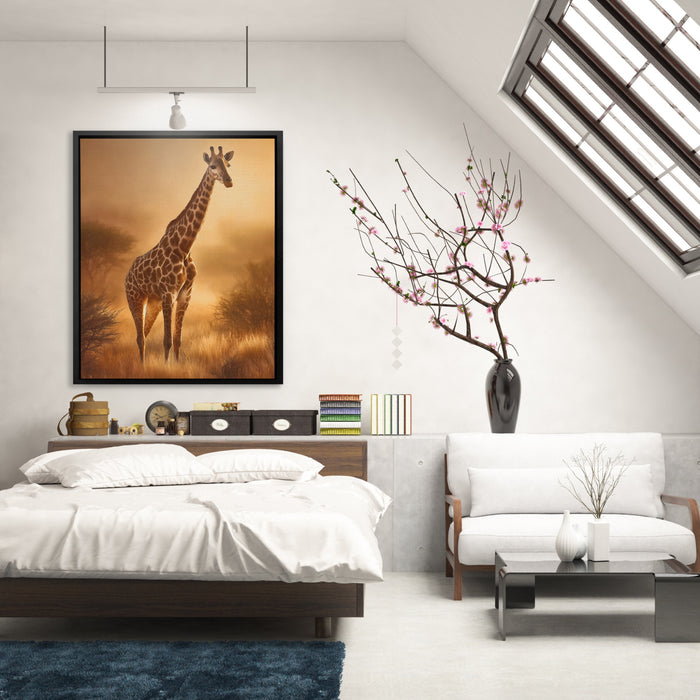 Giraffe Golden Savanna canvas wall art, room view