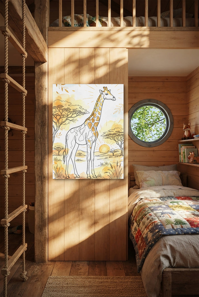 Giraffe Golden Sunrise — giraffe golden sunrise p bedroom with loft area 1port flush print