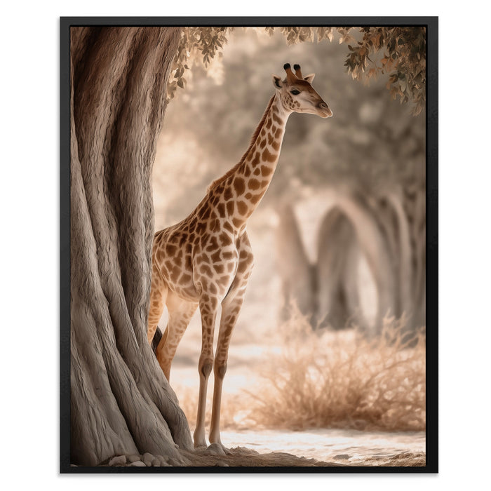 Giraffe Misty Grove canvas wall art, room view