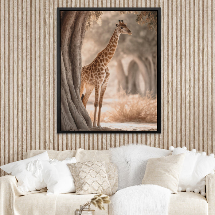 Giraffe Misty Grove canvas wall art, room view