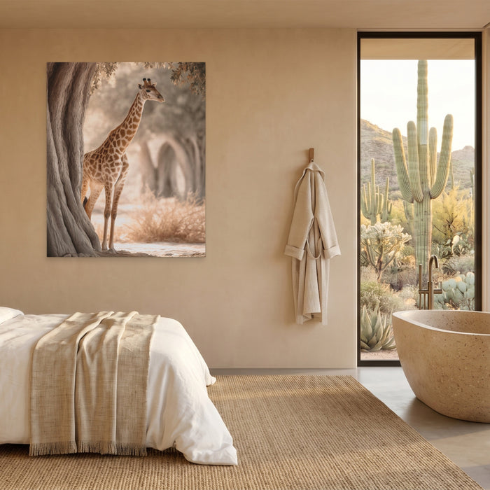 Giraffe Misty Grove canvas wall art, room view