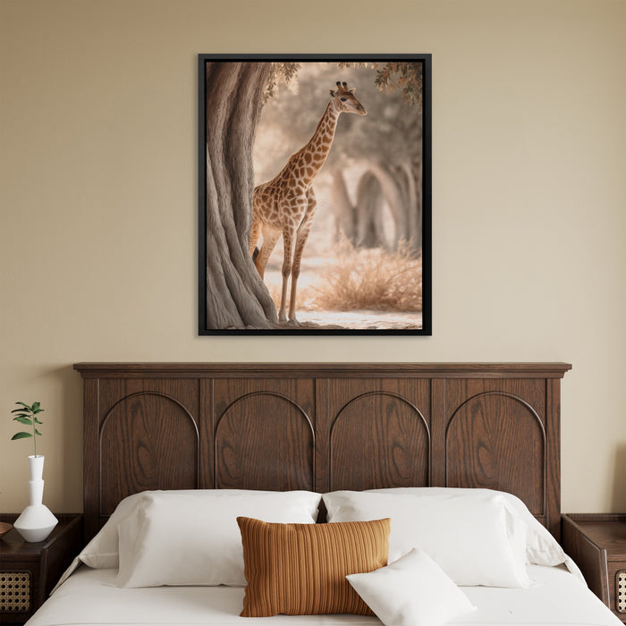 Giraffe Misty Grove canvas wall art, room view