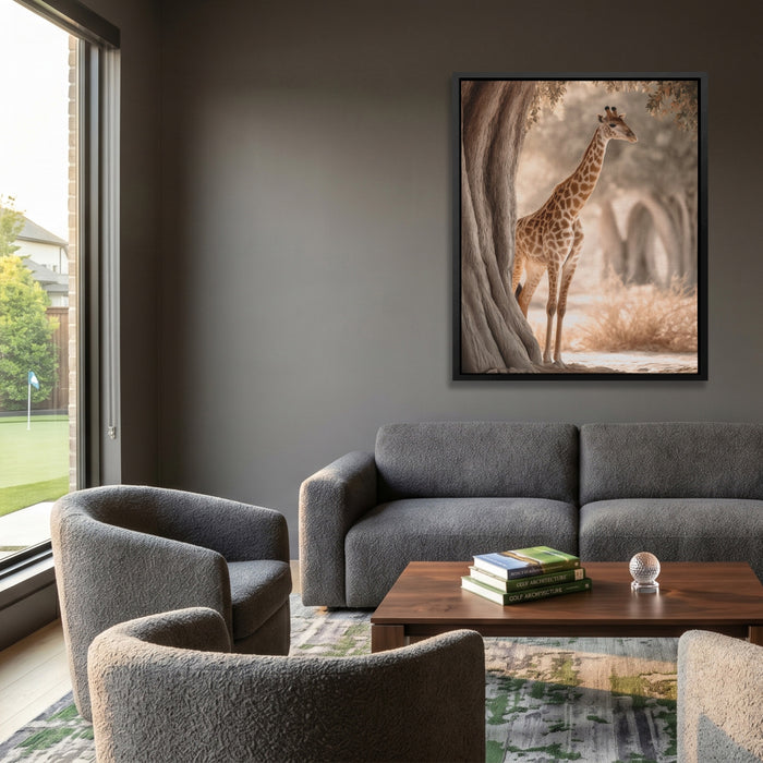 Giraffe Misty Grove canvas wall art, room view