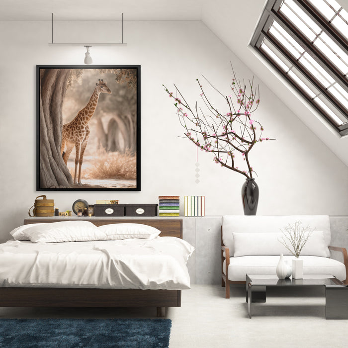 Giraffe Misty Grove canvas wall art, room view
