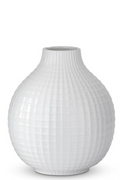 Glossy White Ceramic Grid Vases