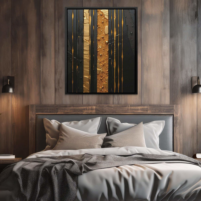 Gold Beam - Black Vertical Canvas Print