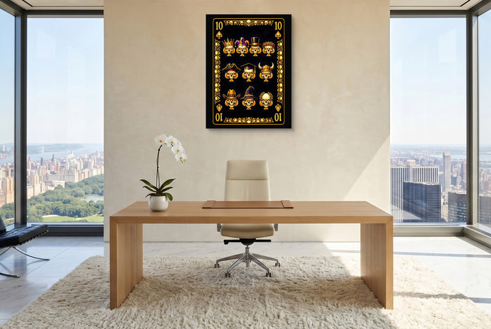Gold Bones 10 of Spades Card — gold bones 10 of spades card office with city view 5 1port flush print