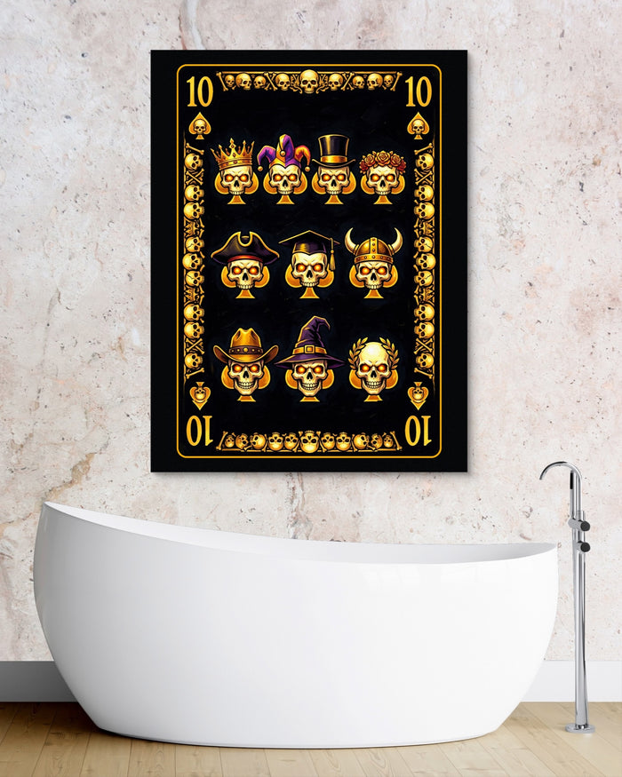 Gold Bones 10 of Spades Card — gold bones 10 of spades card psd granite bathroom 1port flush print