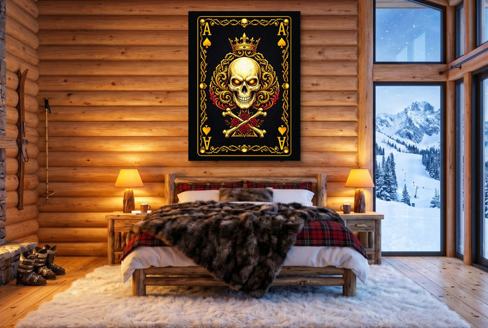 Gold Bones Ace of Spades Card — gold bones ace of spades card bedroom with fireplace 1port flush print