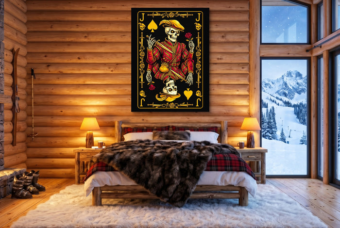 Gold Bones Jack of Spades Card — gold bones jack of spades card bedroom with fireplace 1port flush print
