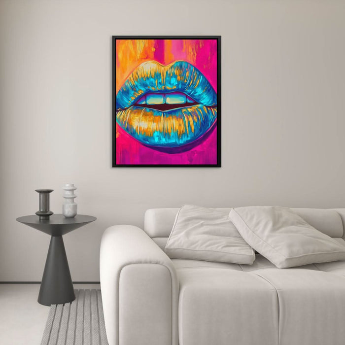 Gold-Dripped Kiss - Colorful Canvas Wall Art
