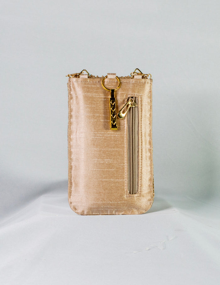 Gold Hand Embellished Phone Pouch
