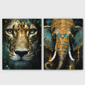 Gold Jade Jungle (2) Set - Africa Canvas Wall Art