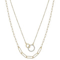 Gold Linked Layered Pendant Necklace