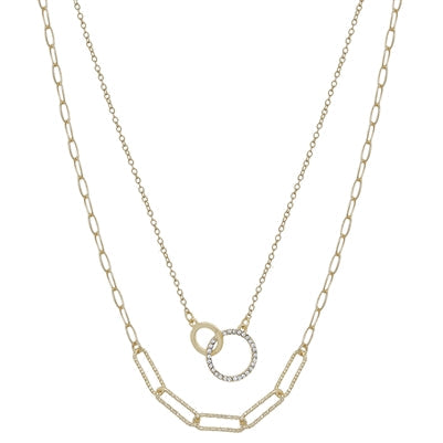 Gold Linked Layered Pendant Necklace