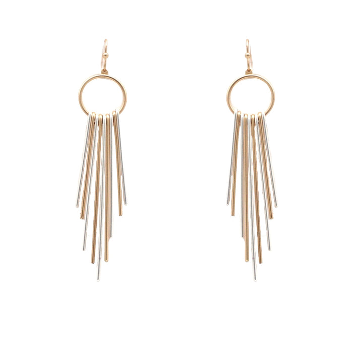 Gold & Silver Layered Bar Earring