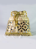 Golden Banarasi Hand Embellished Potli