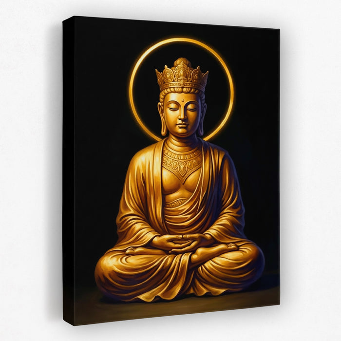 Golden Buddha Crowned canvas wall art