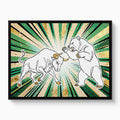 Golden Bull Bear — golden bull bear white studio framed black