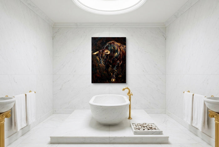 Golden Bull Charge — golden bull charge luxury bathroom interior 2 1port flush print