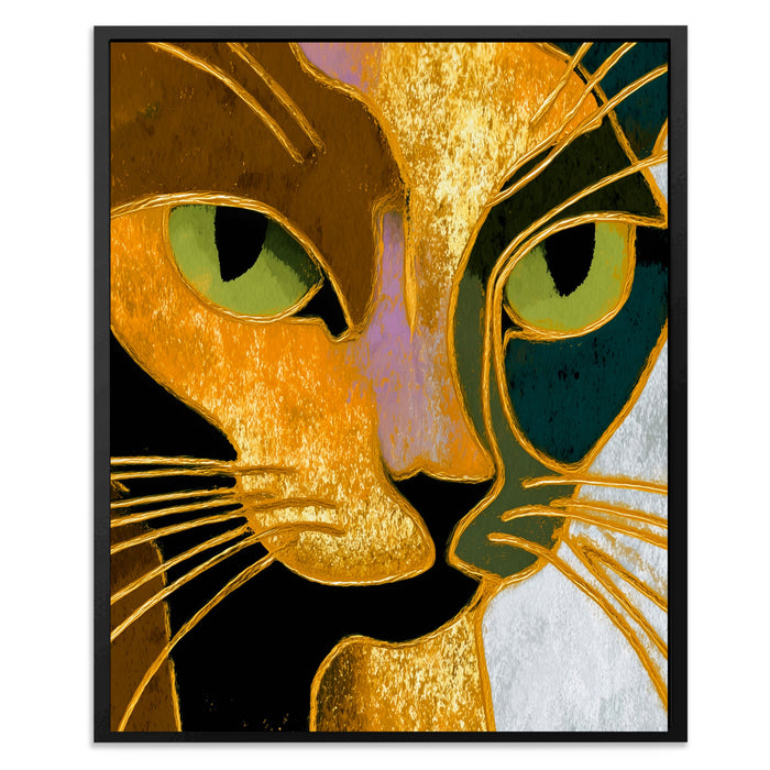 Golden Cat Profile canvas wall art, room view
