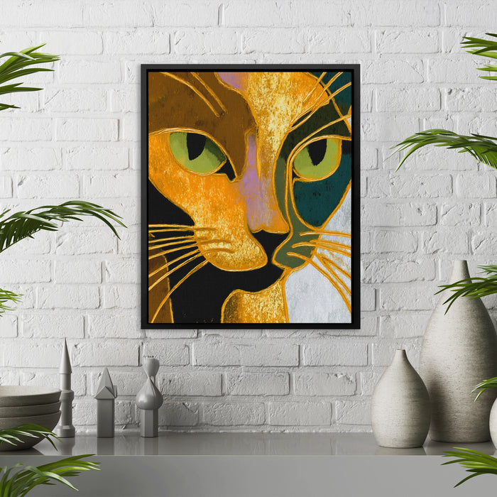 Golden Cat Profile canvas wall art, room view