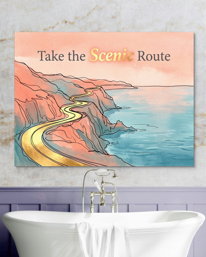 Golden Coastal Road — golden coastal road psd marble purple bath 1land flush print