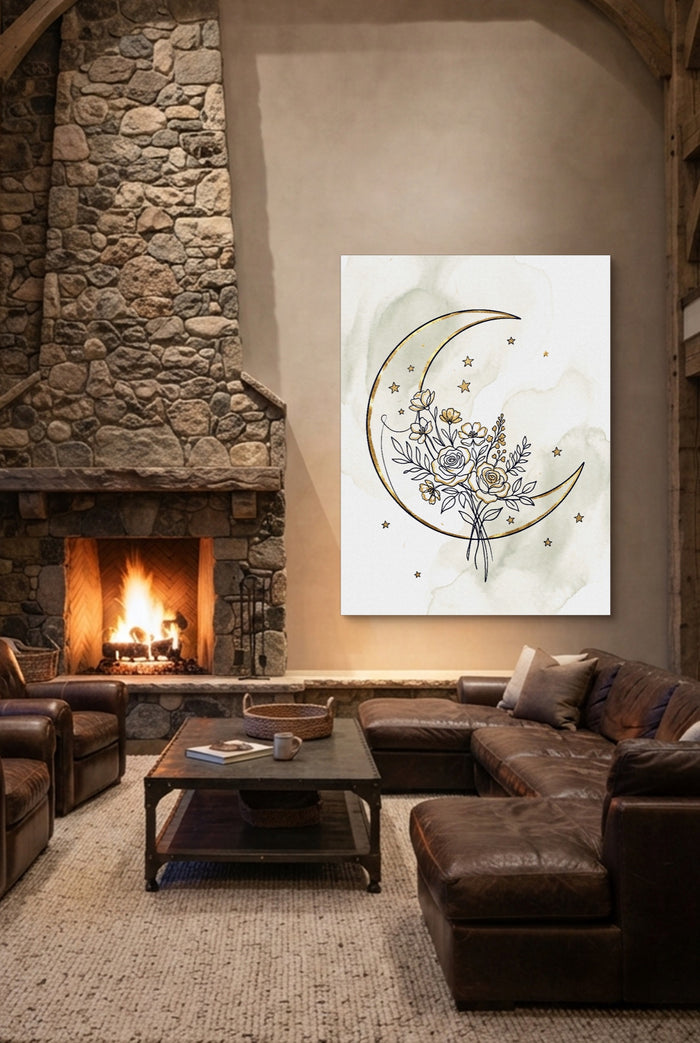 Golden Crescent Bloom — golden crescent bloom p living room interior space 1port flush print