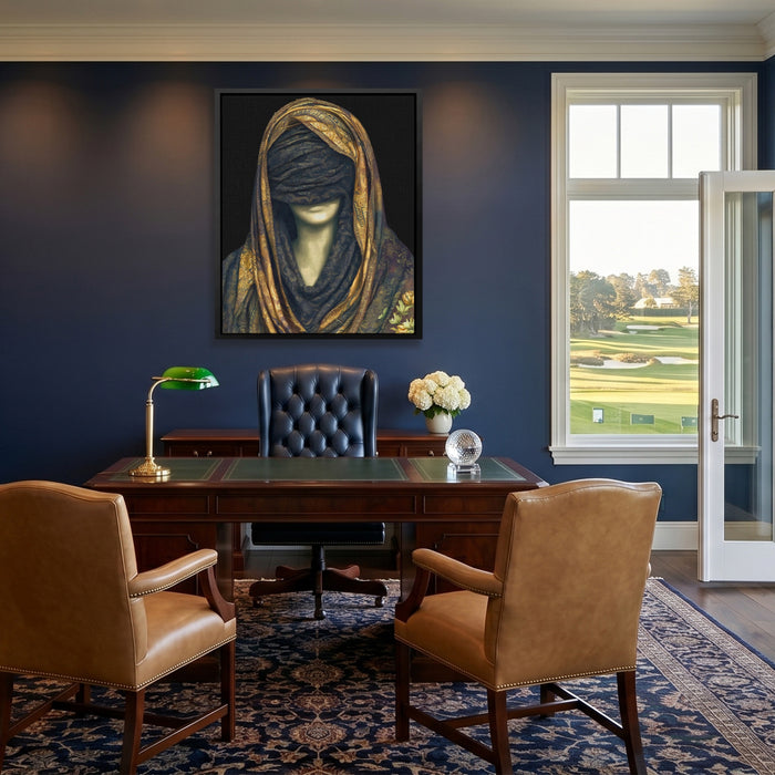 Golden Draped Mystery canvas wall art, room view