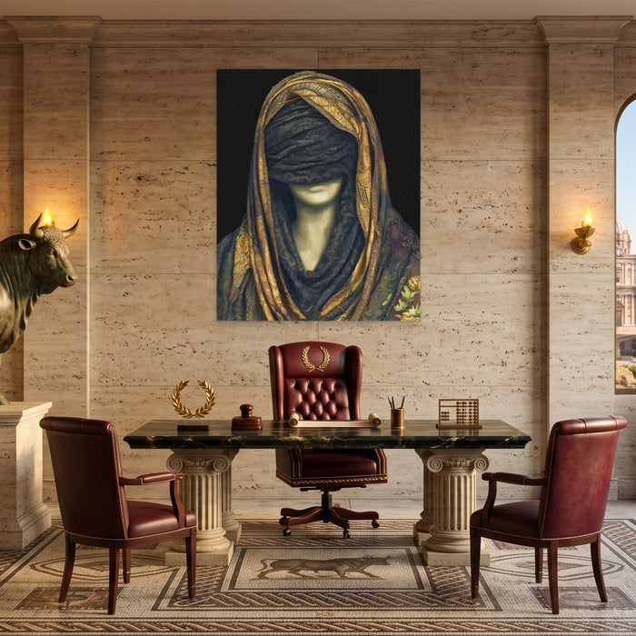 Golden Draped Mystery canvas wall art, room view