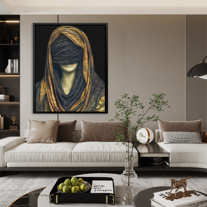 Golden Draped Mystery canvas wall art, room view
