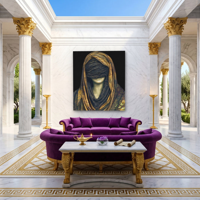 Golden Draped Mystery canvas wall art, room view