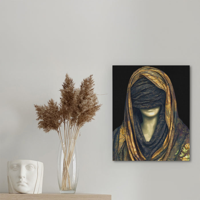 Golden Draped Mystery canvas wall art, room view