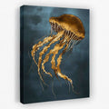 Golden Drift Jellyfish - Coastal Canvas Wall Art