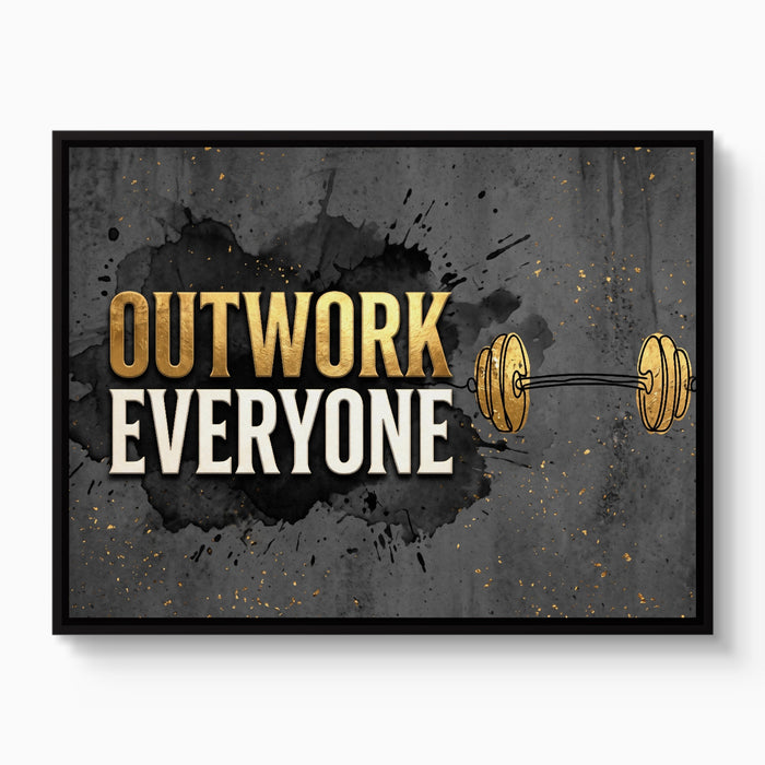 Golden Dumbbell Motivation — golden dumbbell motivation white studio framed black
