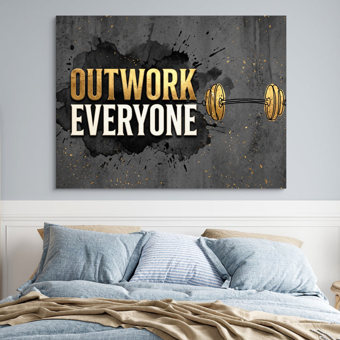Golden Dumbbell Motivation — golden dumbbell motivation sq blue bedroom 1land flush print
