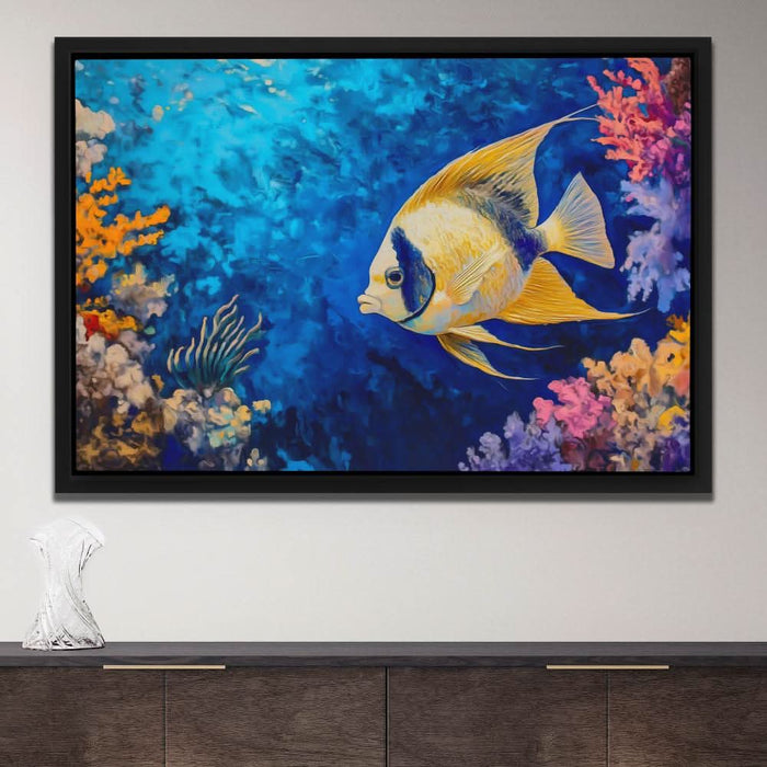 Golden Echoes of the Deep - Colorful Wall Art for Bathroom